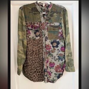 Anthropologie Pilcro Multicolor Patchwork Button Down Shirt